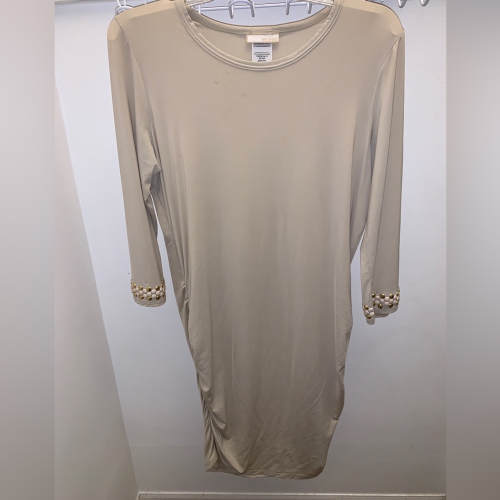 Michael Kors tan embellished coverup dress